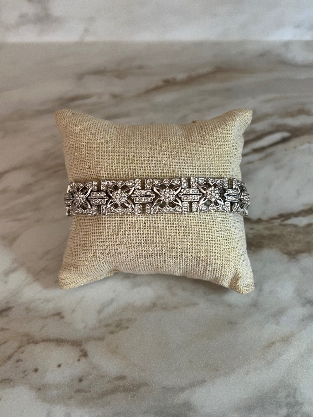 🪞 NEW link art deco crystal bracelet silver